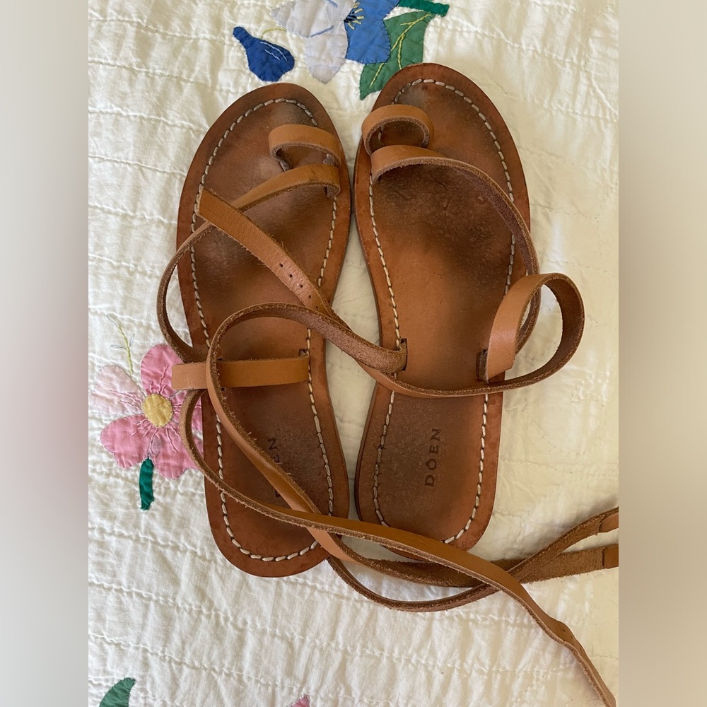 DOEN lace-up leather sandals, worn, size 10